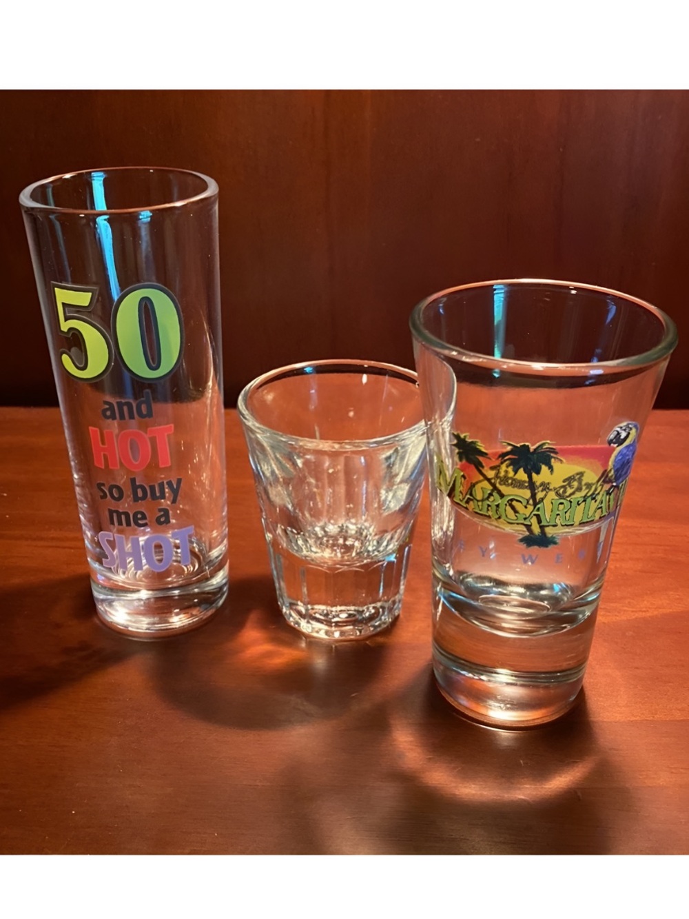 Souvenir Shot Glasses 50th Birthday, Margaritaville, Classic Barware Set of 3
